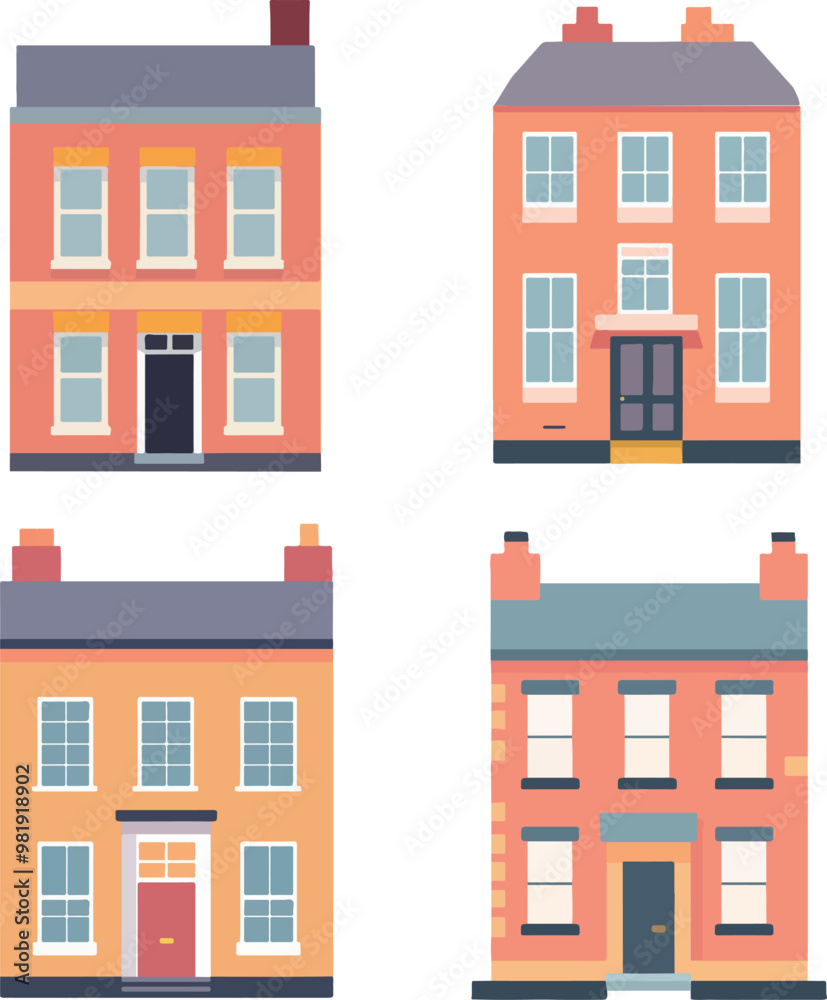 Set of Simple Townhouses Set of Simple Townhouses