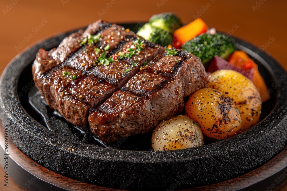 Juicy grilled steak with roasted vegetables Juicy grilled steak with roasted vegetables