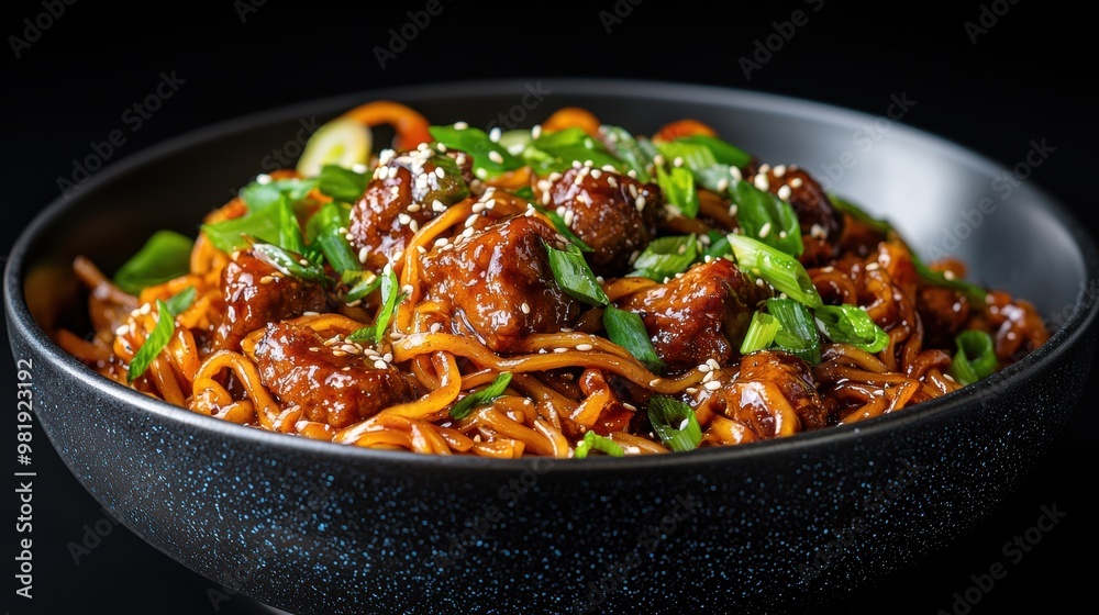 Delicious asian-style beef and noodle dish Delicious asian-style beef and noodle dish