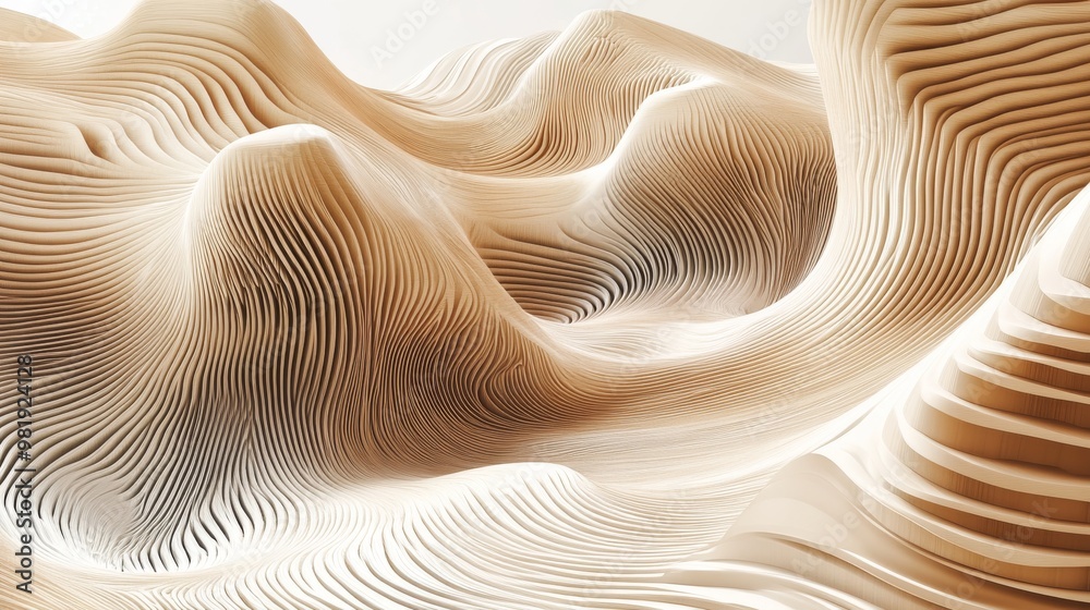 Abstract Waves of Textured Sand in Soft Tones Abstract Waves of Textured Sand in Soft Tones