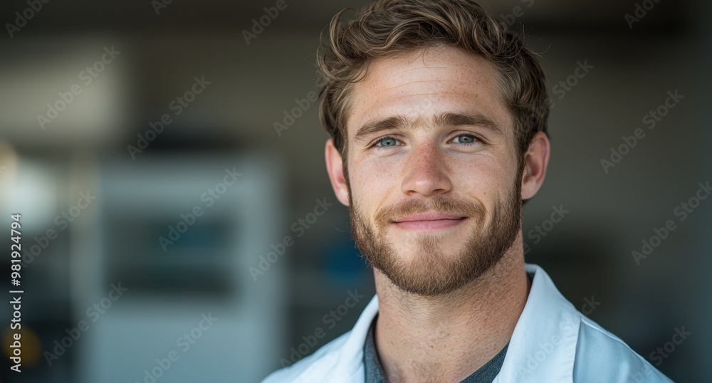 Handsome young man with curly hair and beard Handsome young man with curly hair and beard
