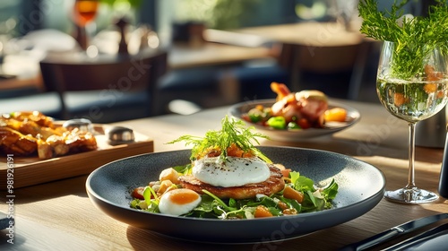 Salmon Salad with Poached Egg and Citrus.