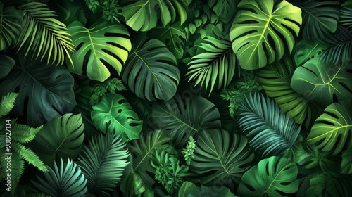 Wallpaper Mural Lush Green Tropical Leaf Background for Design Projects Torontodigital.ca