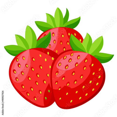 Fresh ripe red strawberries isolated on white background, juicy summer fruit perfect for smoothies, desserts, and healthy snacks illustration