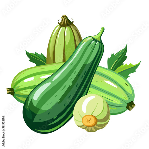 Fresh ripe organic zucchini vegetables with green skin, healthy food ingredient, perfect for salads, grilling, and nutritious vegetarian meals