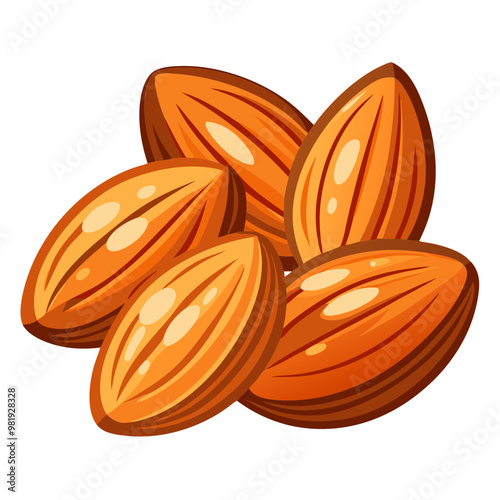 Nutrient-rich delicious dried almonds with natural flavor, healthy snack food, isolated almonds illustration for vegan and nutritious diet benefits