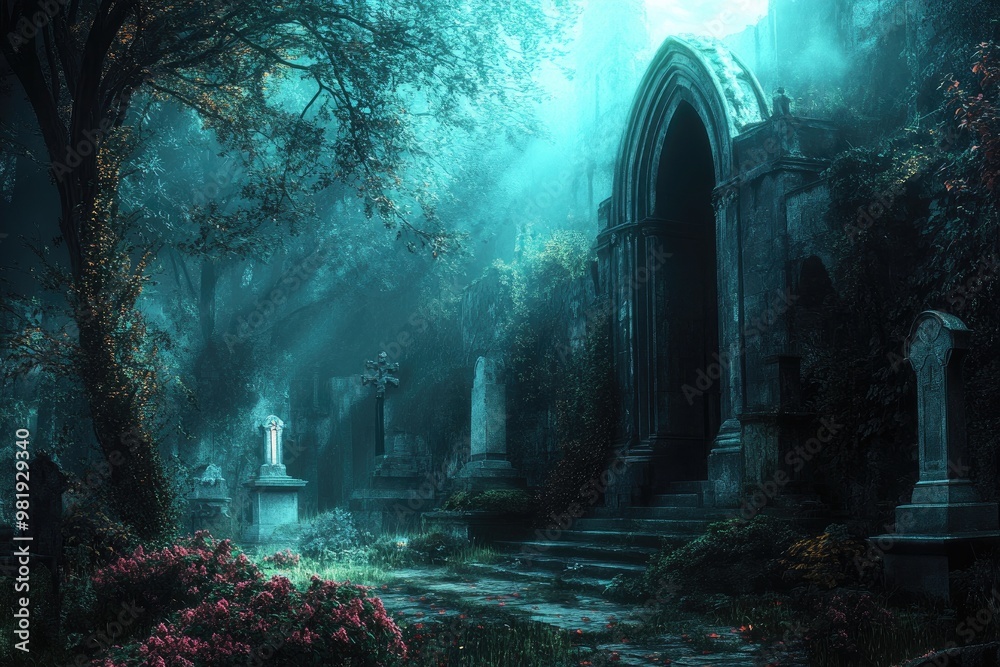 An Ethereal Entrance to a Mystical Cemetery An Ethereal Entrance to a Mystical Cemetery