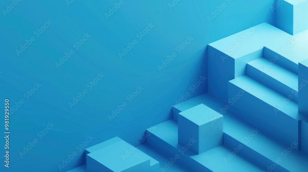 Creative geometric cube pattern, abstract design with colorful blocks on blue background Creative geometric cube pattern, abstract design with colorful blocks on blue background