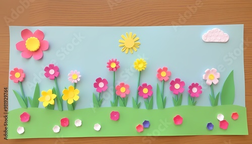 easter background with eggs and flowers