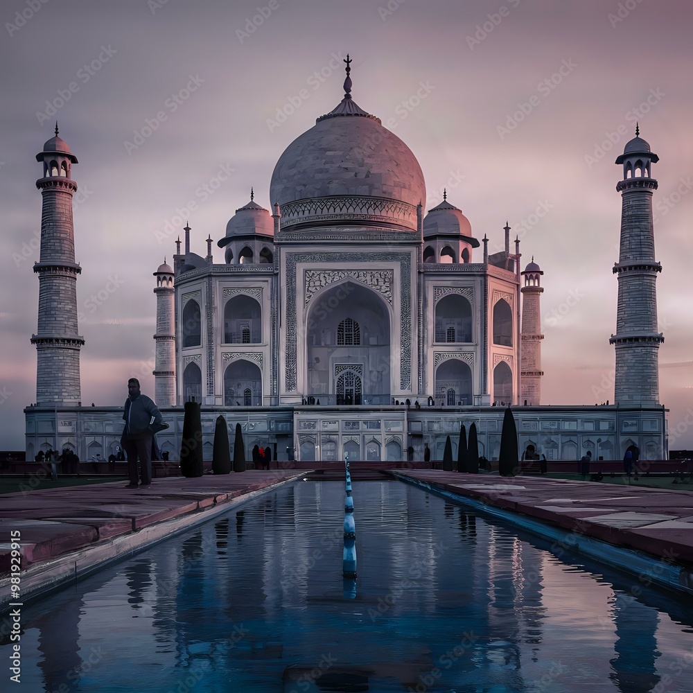 Fototapeta premium Sunset Silhouette of the Taj Mahal