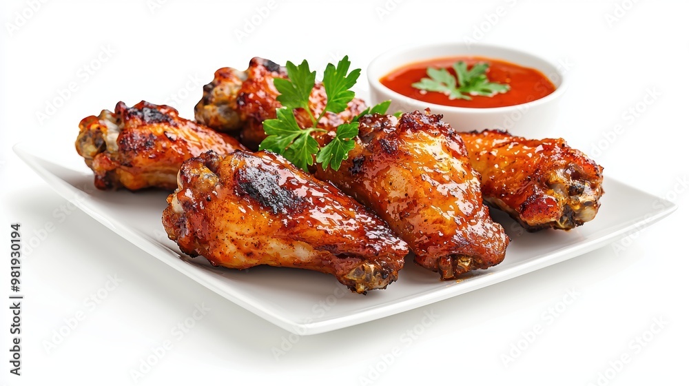 Close-up of Delicious Grilled Chicken Wings with Sauce Close-up of Delicious Grilled Chicken Wings with Sauce