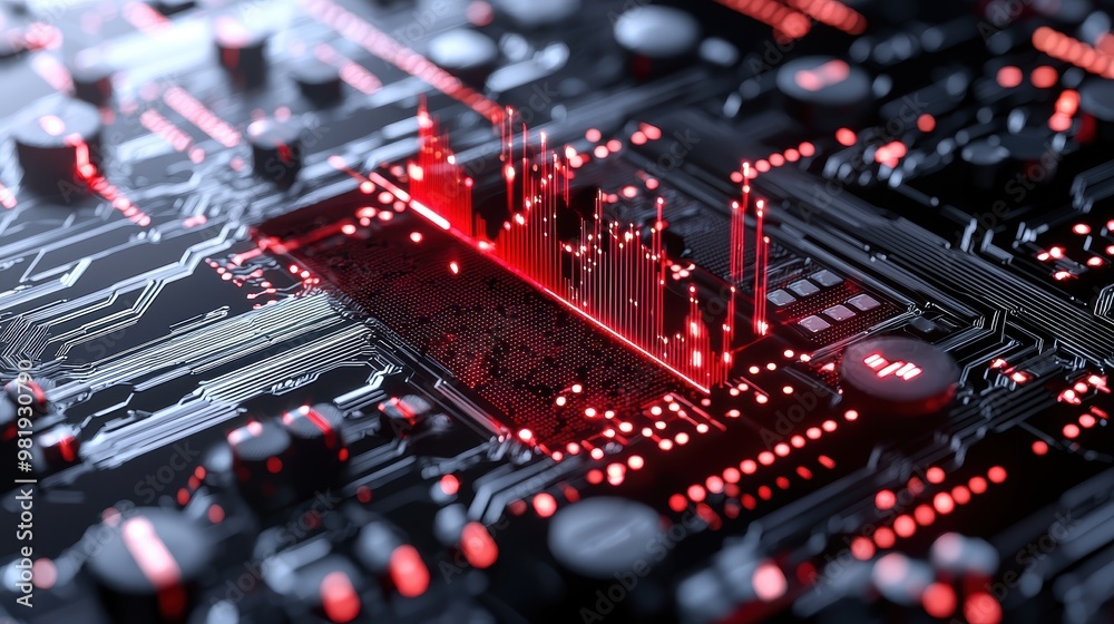 Red Glowing Circuit Board Red Glowing Circuit Board