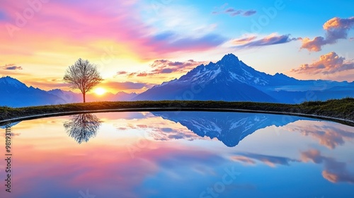 Sunrise over a Mountain Lake