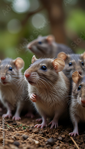 A-group of Rats or rodents with selective focus and copy space, concept of Pest Control and Rat Rodent, Prevention concept
