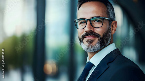 Confident Businessman Confidently Standing Outside Of His Office And Satisfed About his Dreams 