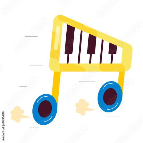 A flat style sticker of piano note 

