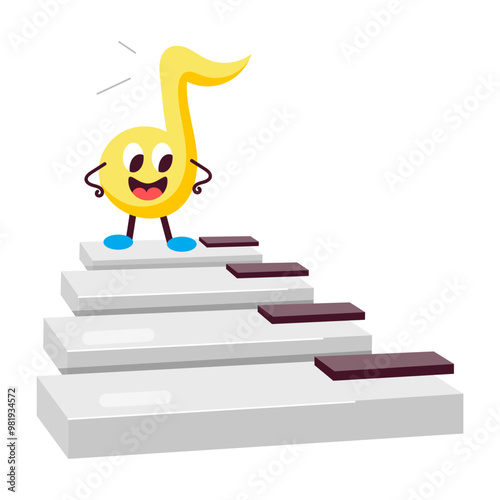 A comic style sticker of piano quaver 

 photo