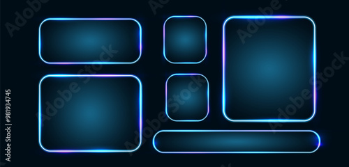 Glowing rectangle line, square light, glow shape, and soft rectangle blue glow