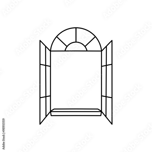 Cuadro en lienzo arched window icon, retro window, vector illustration, isolated on white