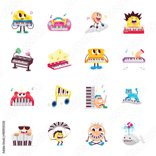 Basic RGBCollection of Comic Style Piano Stickers 

 photo