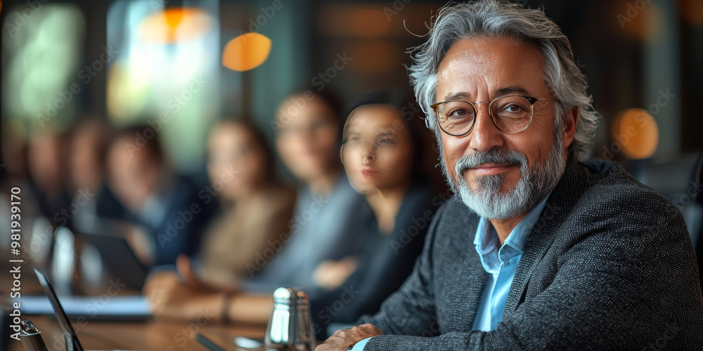 Fototapeta premium Smiling businessman in a meeting.