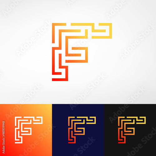 The F Maze logo combines modern typography with a geometric, abstract design. The F intertwined with maze-like patterns, symbolizing complexity and navigation. Its clean form conveys sophistication.