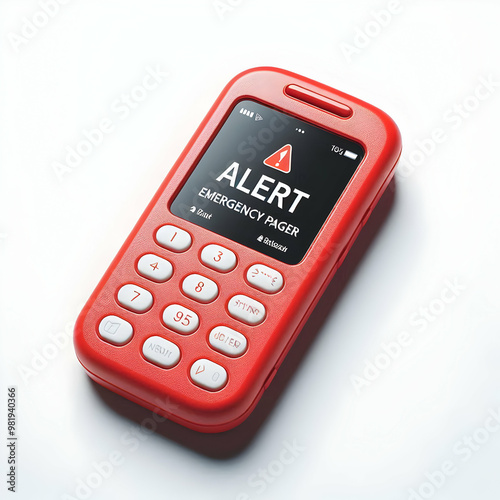 vibrant red emergency pager displaying a critical alert message, symbolizing the urgency and importance of immediate communication in crisis situations.