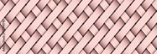 Pink checkered wicker background. Geometric seamless abstract pattern. Vector illustration	