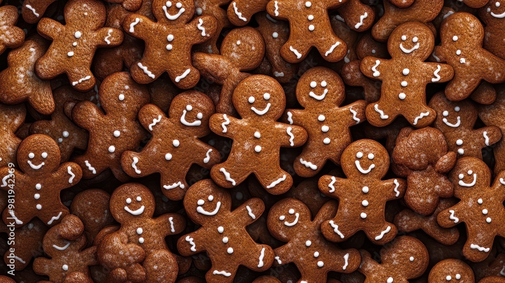 Christmas food bakery bake baking photography background texture - Closeup of many gingerbread men cookies, top view, seamless pattern (Generative Ai) Christmas food bakery bake baking photography background texture - Closeup of many gingerbread men cookies, top view, seamless pattern (Generative Ai)