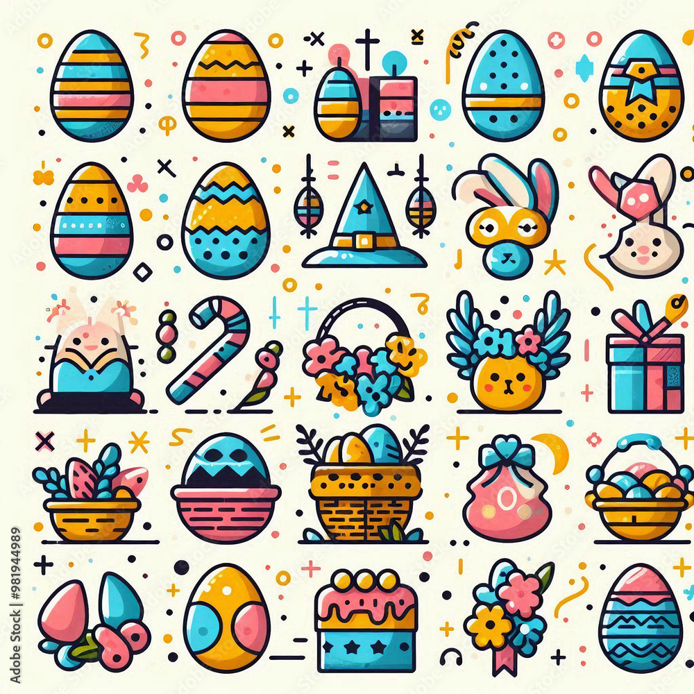 Fototapeta premium Easter Icons