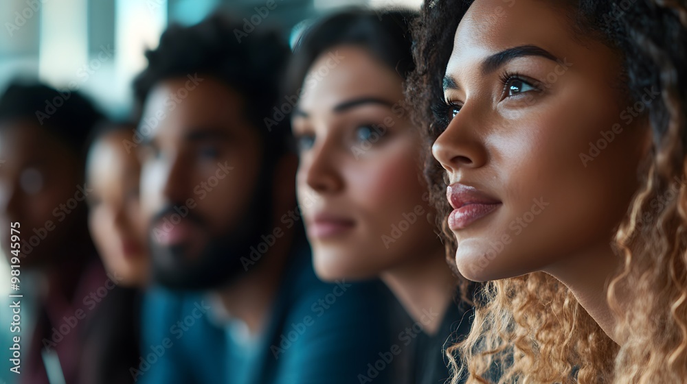 Obraz premium A Group of Diverse Individuals Looking Upwards in Anticipation