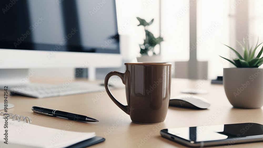 Elegant, modern, detail, cup, well-lit office Generative AI Elegant, modern, detail, cup, well-lit office Generative AI