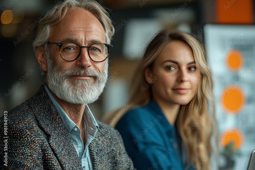 A man and woman sitting together in a cafe, looking confident and relaxed. A man and woman sitting together in a cafe, looking confident and relaxed.