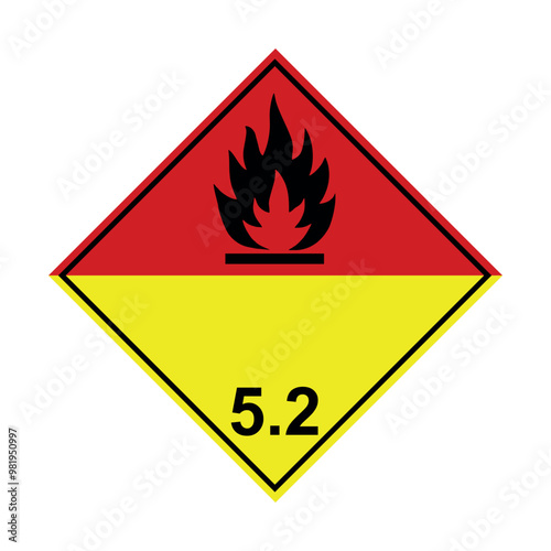 ADR 5.2 Organic peroxide, yellow and red sign, vector illustration.cdr