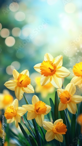 Vibrant Spring Flowers with Blurred Background