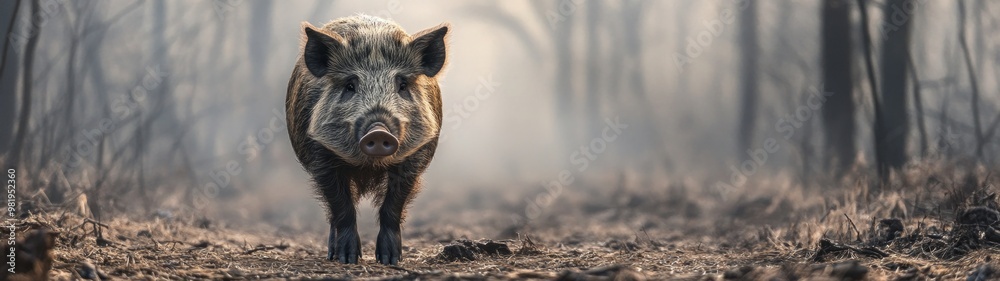Proud Wild Boar in Forest, a striking full-body portrait showcasing the majestic wild boar standing confidently among lush greenery, embodying strength and wilderness. Proud Wild Boar in Forest, a striking full-body portrait showcasing the majestic wild boar standing confidently among lush greenery, embodying strength and wilderness.