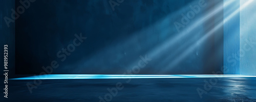 Dark Blue Minimalist Background with Light for Display