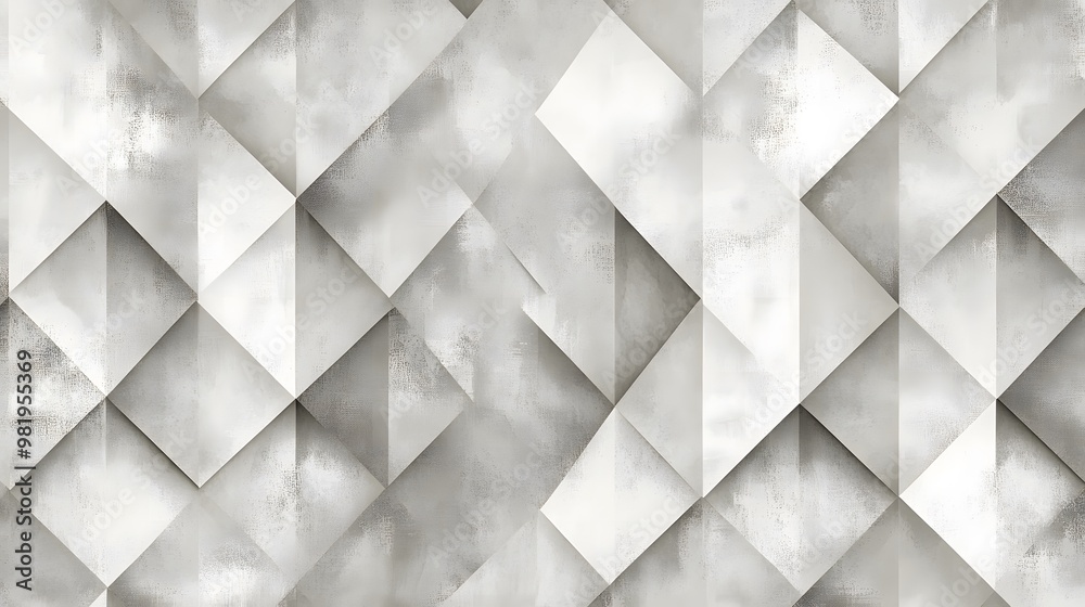 Obraz premium A soft, geometric pattern of interlocking curved and angular shapes in neutral beige and gray tones.