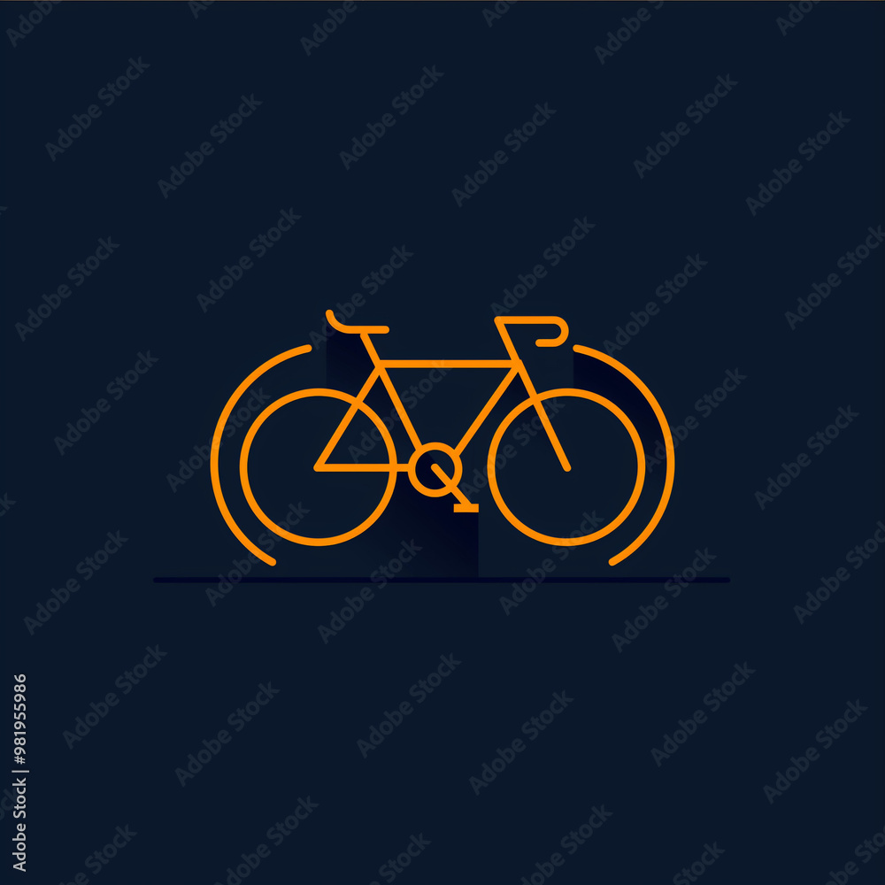 Minimalist vector logo of a bicycle, abstract lines and simple circular forms Minimalist vector logo of a bicycle, abstract lines and simple circular forms