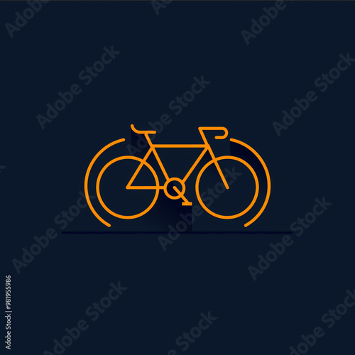 Minimalist vector logo of a bicycle, abstract lines and simple circular forms