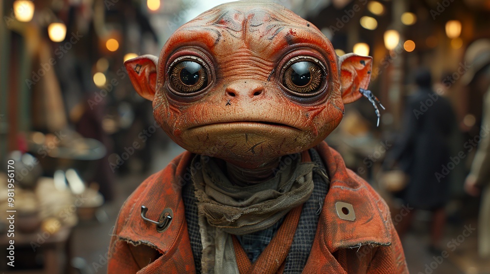 Close-Up Portrait of a Fantasy Creature in a Movie Scene Close-Up Portrait of a Fantasy Creature in a Movie Scene