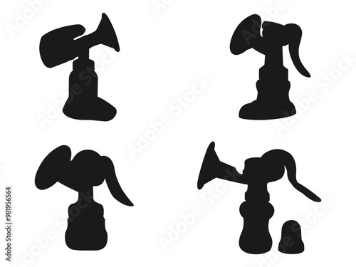 Manual Breast Pump, black isolated silhouette. Manual breast pump vector glyph icon for Breast Pumping Day. Electric Breast Pump emblem, black isolated silhouette. isolated on white background.