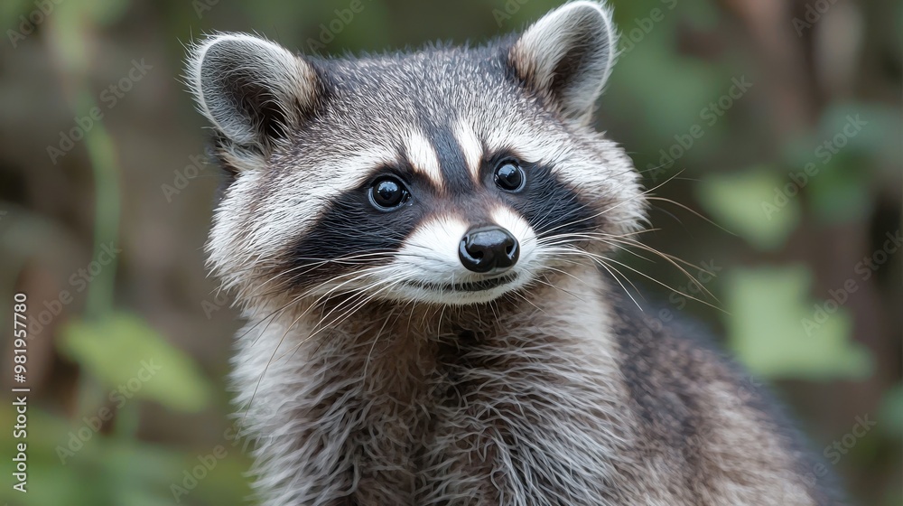 A curious raccoon explores its natural habitat during the early morning hours, showcasing its playful demeanor in the wild A curious raccoon explores its natural habitat during the early morning hours, showcasing its playful demeanor in the wild