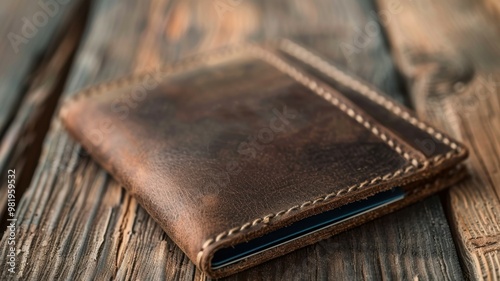 Leather Wallet: This sleek bi-fold wallet is crafted from genuine leather, offering numerous card slots, an ID window, and a roomy bill compartment for functionality. 