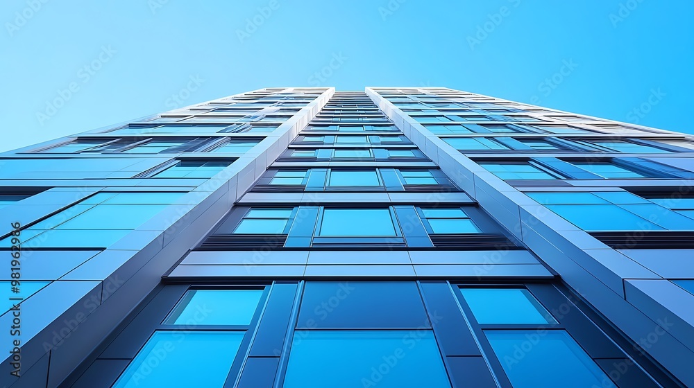 Modern Skyscraper Architecture with Blue Glass Windows Modern Skyscraper Architecture with Blue Glass Windows