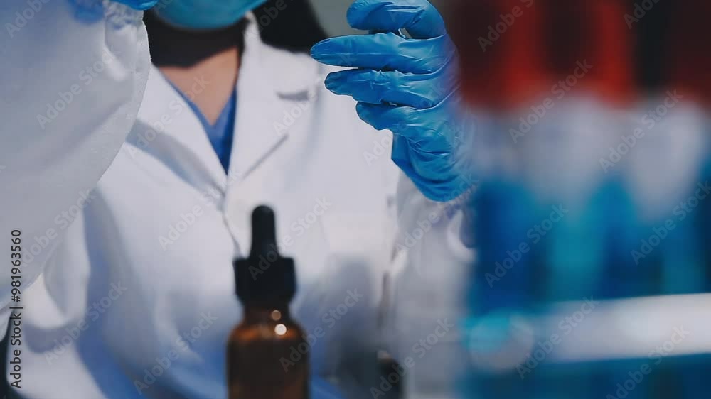 biochemical research scientist team working with microscope for coronavirus vaccine development in pharmaceutical research labolatory, selective focus biochemical research scientist team working with microscope for coronavirus vaccine development in pharmaceutical research labolatory, selective focus
