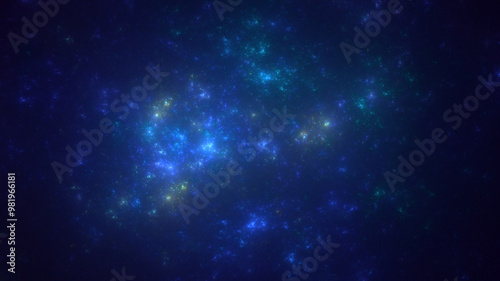 3D rendering abstract blue fractal light background. Its not AI Generatd illustration.