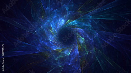 3D rendering abstract blue fractal light background. Its not AI Generatd illustration.