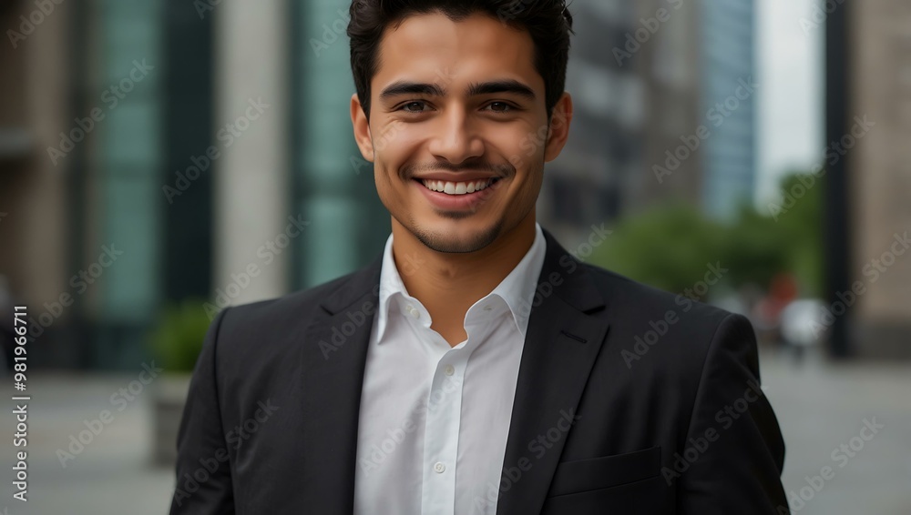 Young Latin business man smiling at the camera