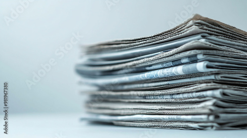 stack of newspaper, white background